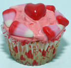 Valentineâ€™s Day cupcakes with candy corn