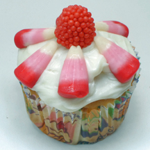 Pink Candy Corn Flower Cupcake