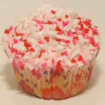 Valentine's Day coconut sprinkles cupcake