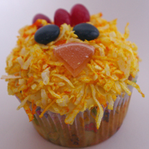 Fuzzy chick cupcake