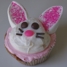 Easter bunny cupcake on pink