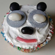 Candy panda bear cupcake