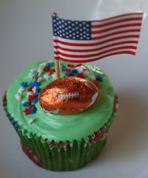 Football flag cupcake