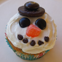 Minty snowman cupcake