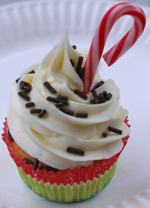 Candy cane swirl cupcake