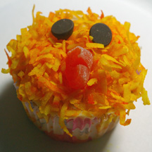 Fuzzy chick cupcake