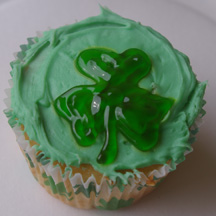 Gel icing shamrock cupcake